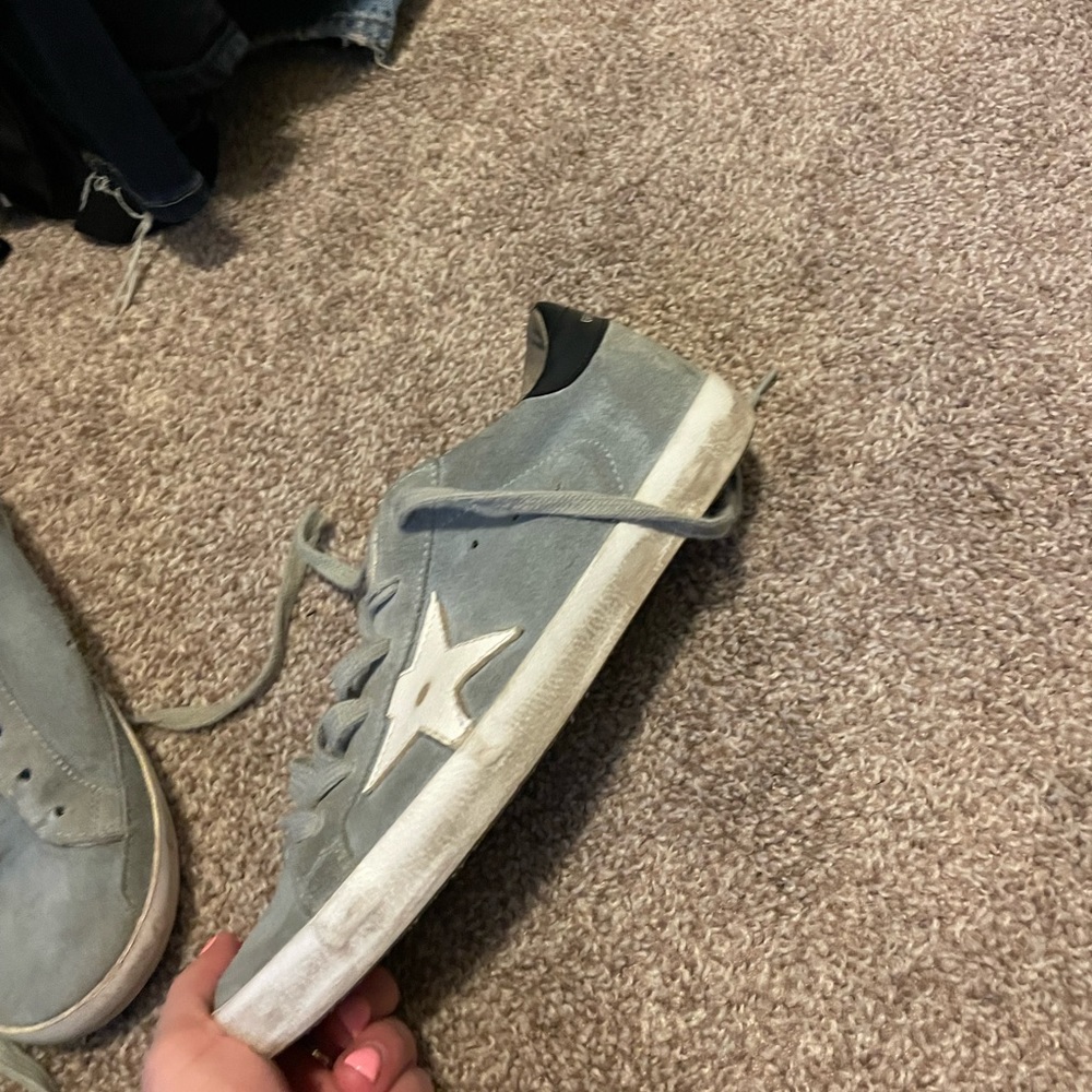 Golden Goose RARE Light Blue/Gray Suede Superstar Sneakers with White Star - Picture 6 of 9